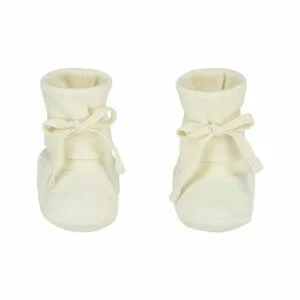 baby ribbed booties cream