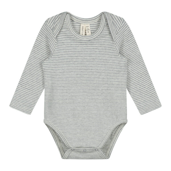 Baby LS Onesie - Grey Melange Cream Stripe