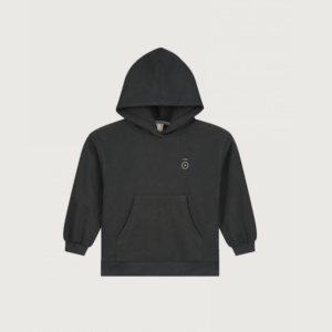 Hoodie gray label nearly black GOTS