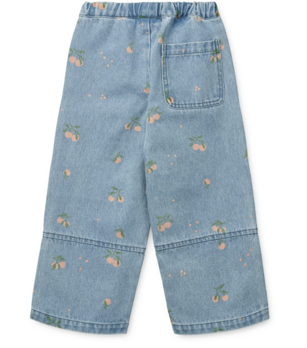 Cesar Printed Denim Pants - Peach/Light blue denim