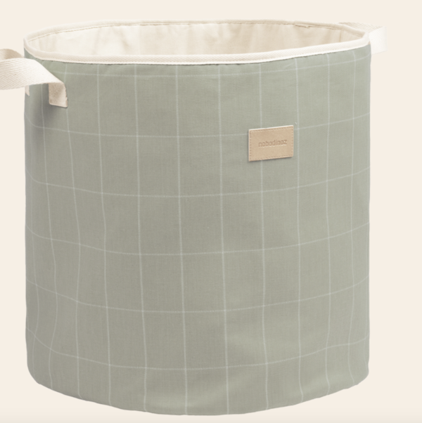 storage basket green grid