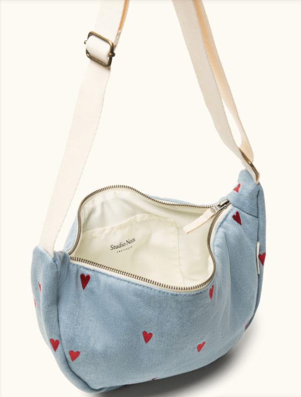 adult hearts denim fannypack