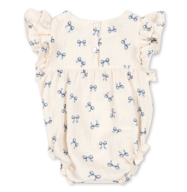 Coco Romper GOTS - Bow Bleu